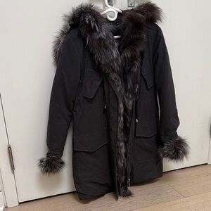 Women's down  jacket real  Fur-Trimmed Parka